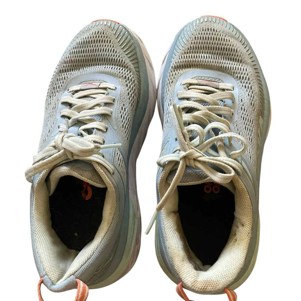 Hoka One One Bondi 7 Blue Fog Running Athletic Shoes Women’s Size 5 D Wide - Picture 3 of 7